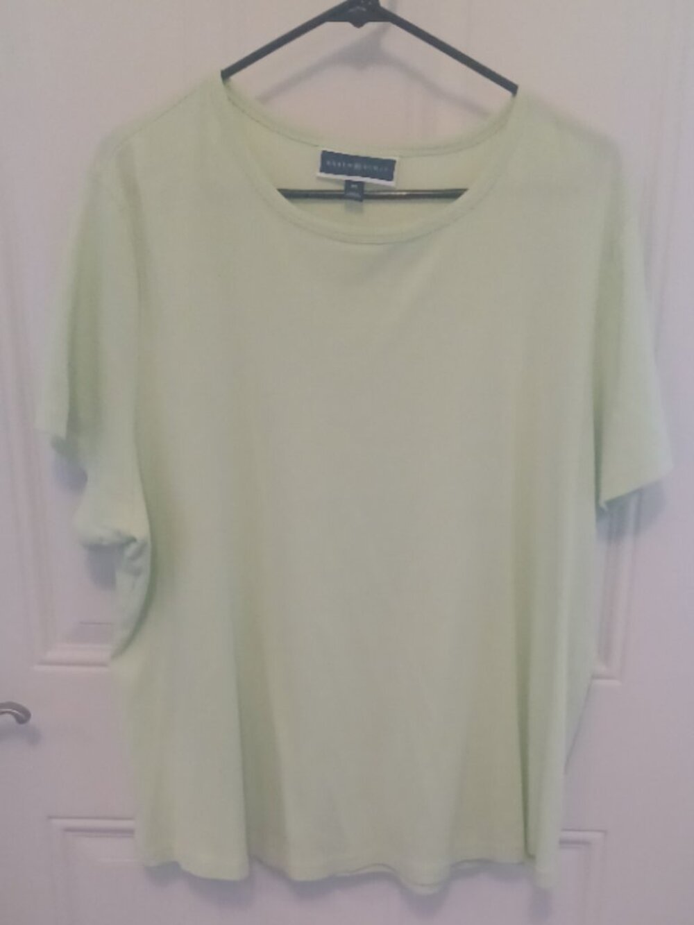 PLUS Karen Scott Scoop Neck Light Limeish Green Short Sleeve Stretch Top 3X
